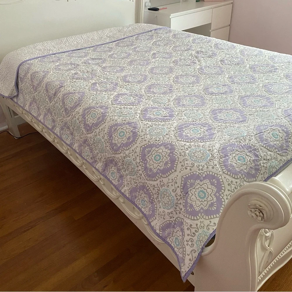 Pottery Barn Kids Lavender Dots and White Quilt and Sham Set